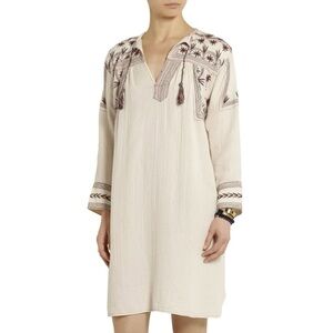 sachin and babi light blue dress Isabel Marant Gilya Abstract Silk-Blend Sleeveless Midi-Dress